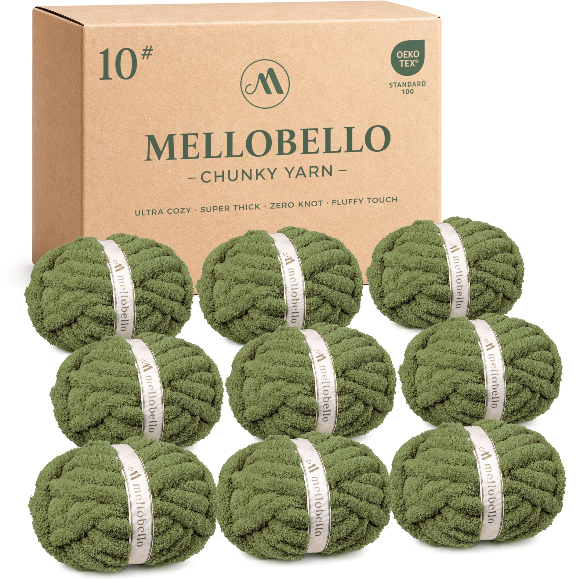 MelloBello 10 Series Chunky Yarn Olive Green