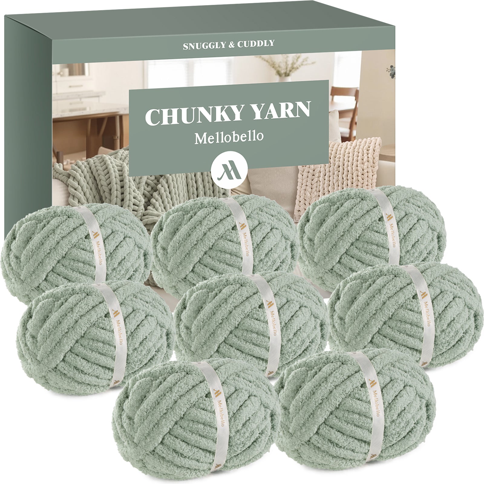 MelloBello Chunky Yarn Sage Green