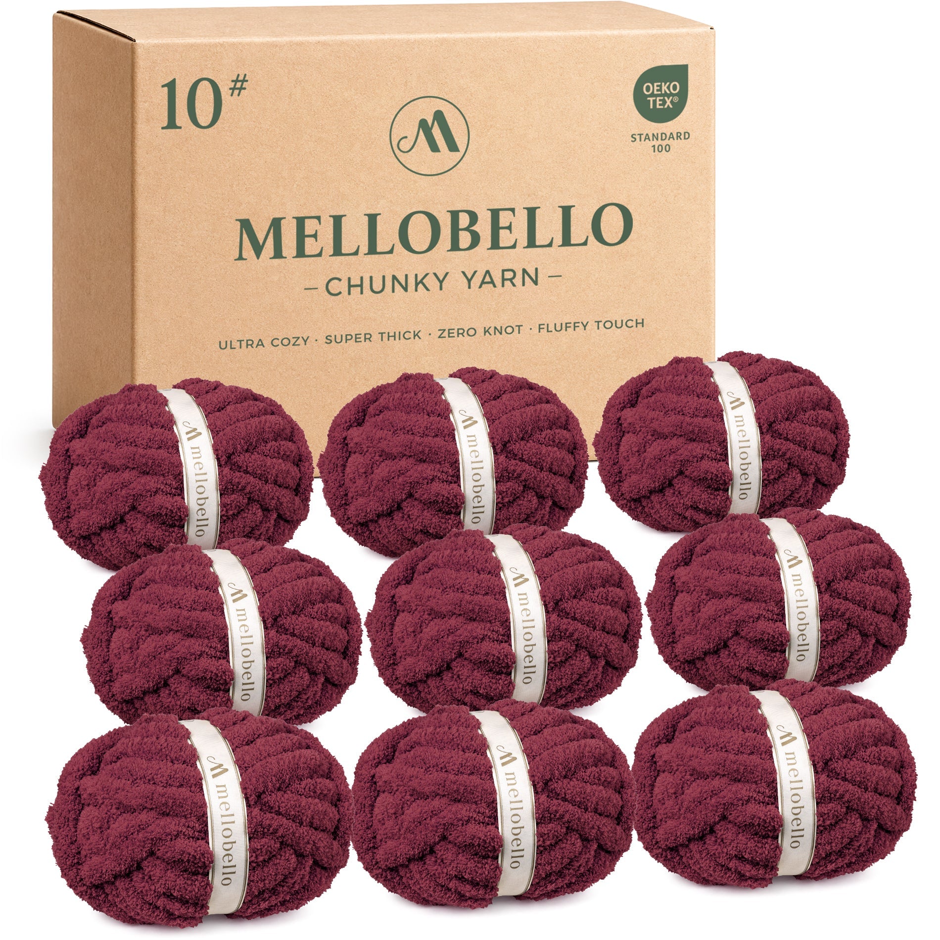 MelloBello 10 Series Chunky Yarn Wine Red