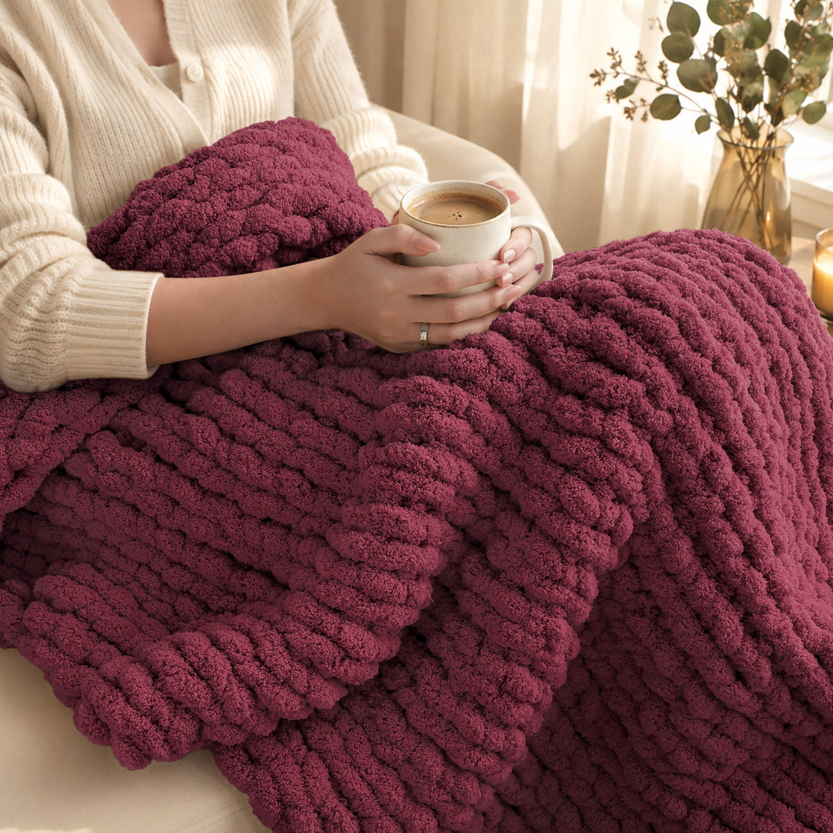 MelloBello 10 Series Chunky Yarn Wine Red