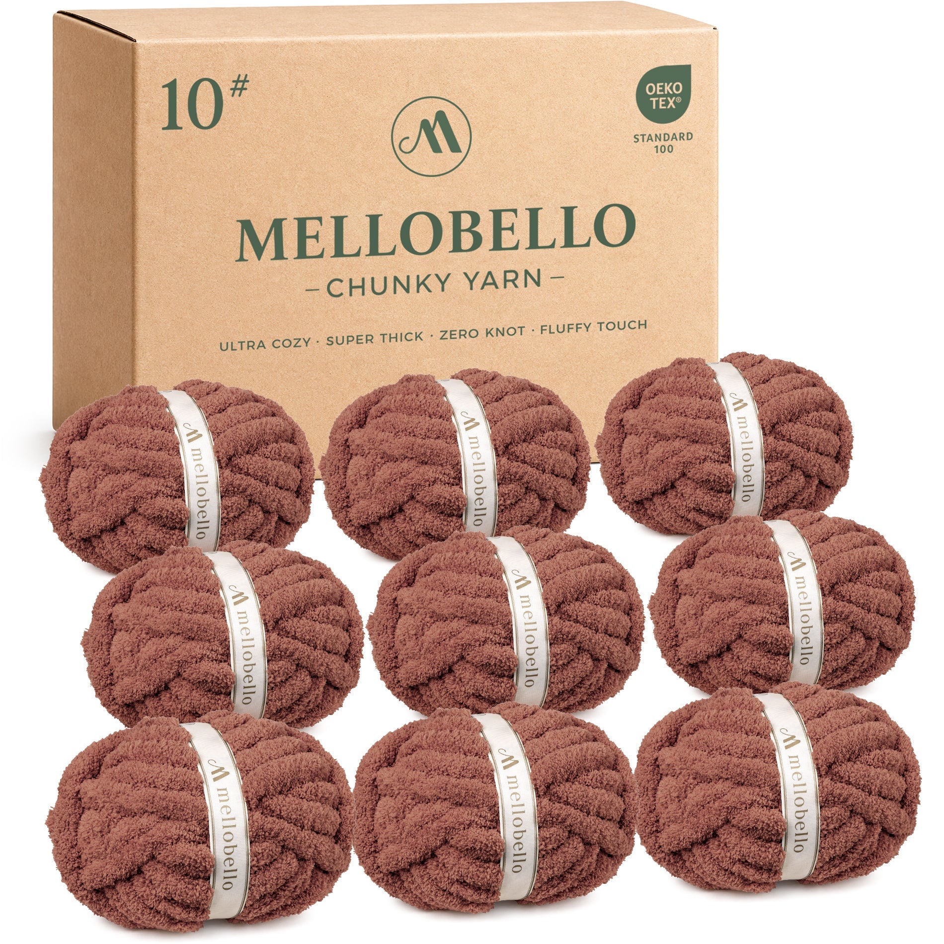 MelloBello 10 Series Chunky Yarn Walnut Brown