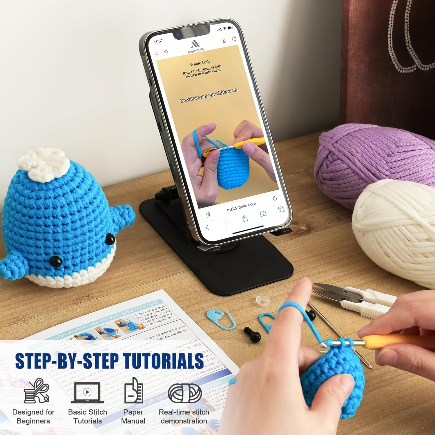 Crochet Kit for Beginners Adults - 4 Styles Beginner Knitting Crochet Animal Kit with Easy Yarn - Learn to Crocheting Amigurumi Starter Set - Knit Patterns Supplies Crafts Hobbies Gifts for Women