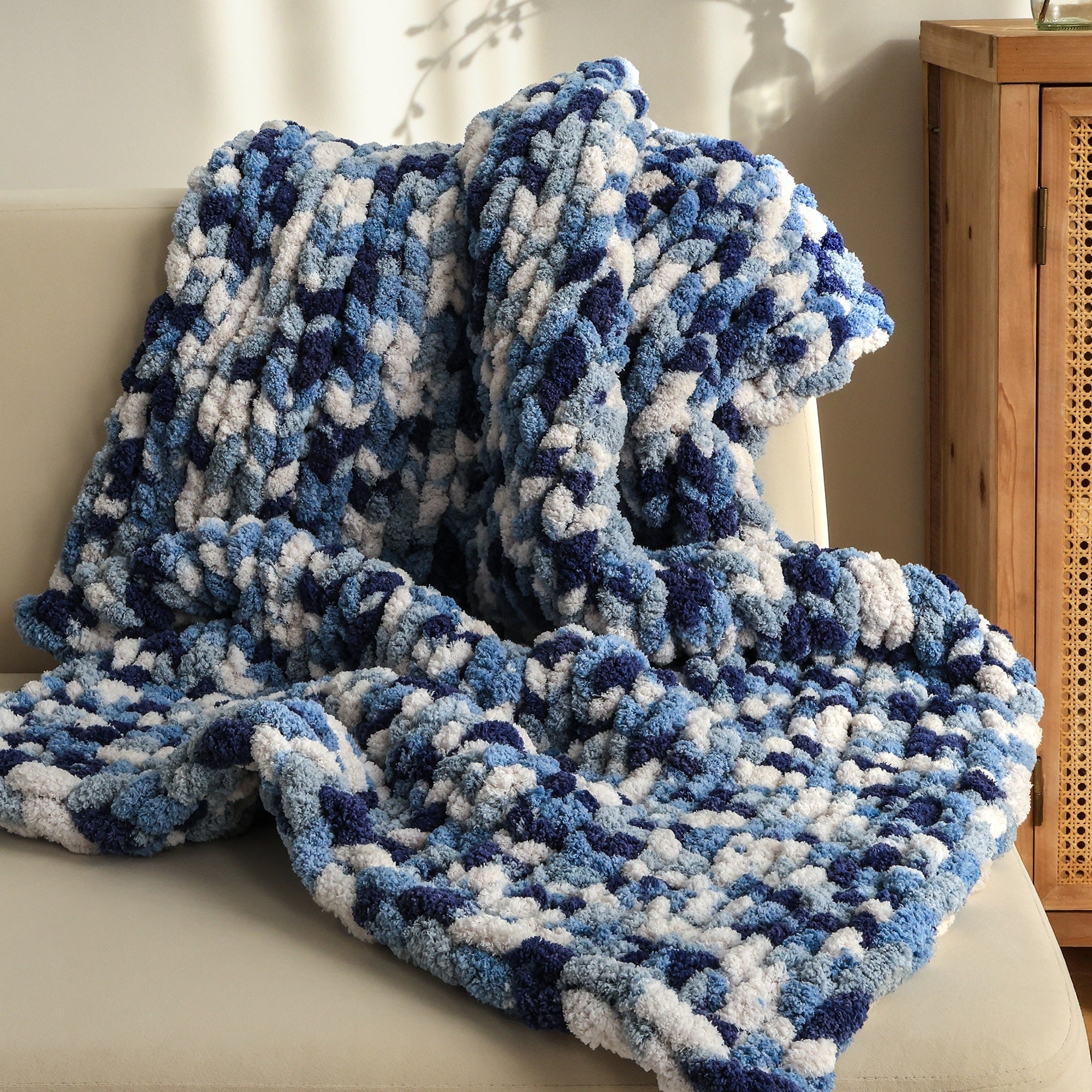 MelloBello Chunky Yarn Dark Blue&Blue&White