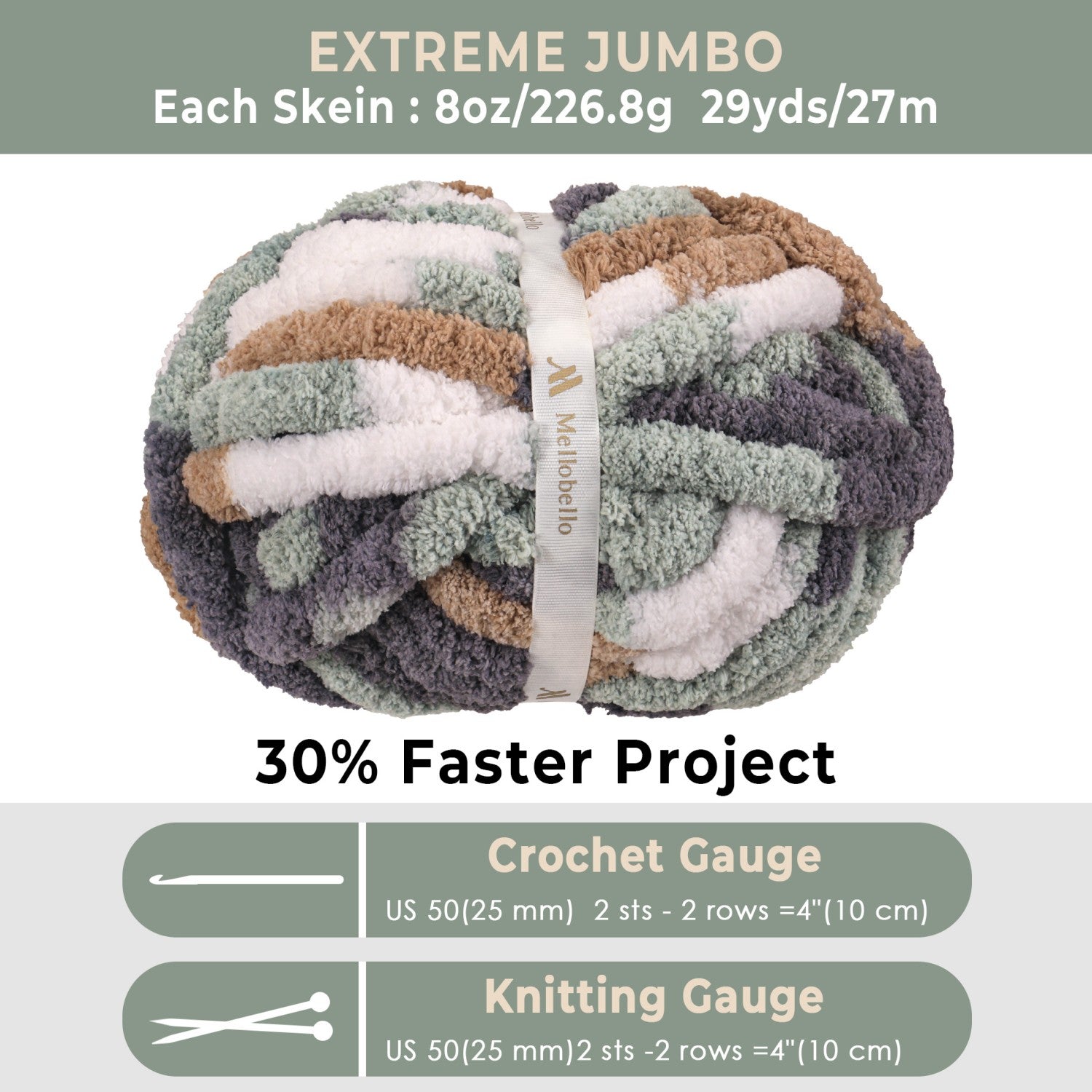 MelloBello Chunky Yarn Stone Moss