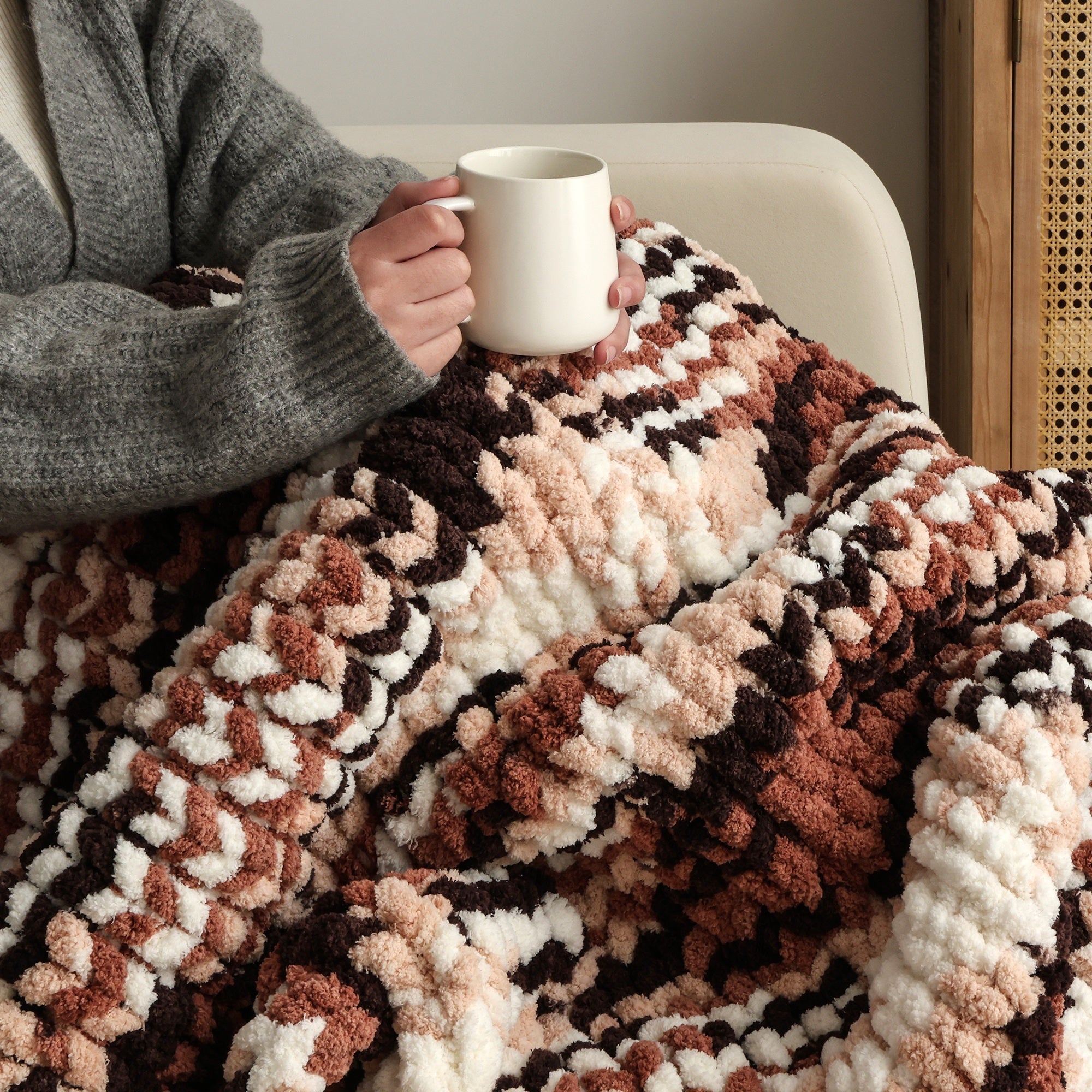 MelloBello Chunky Yarn Grey&Pink&White