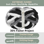 MelloBello Chunky Yarn Black&Grey&White